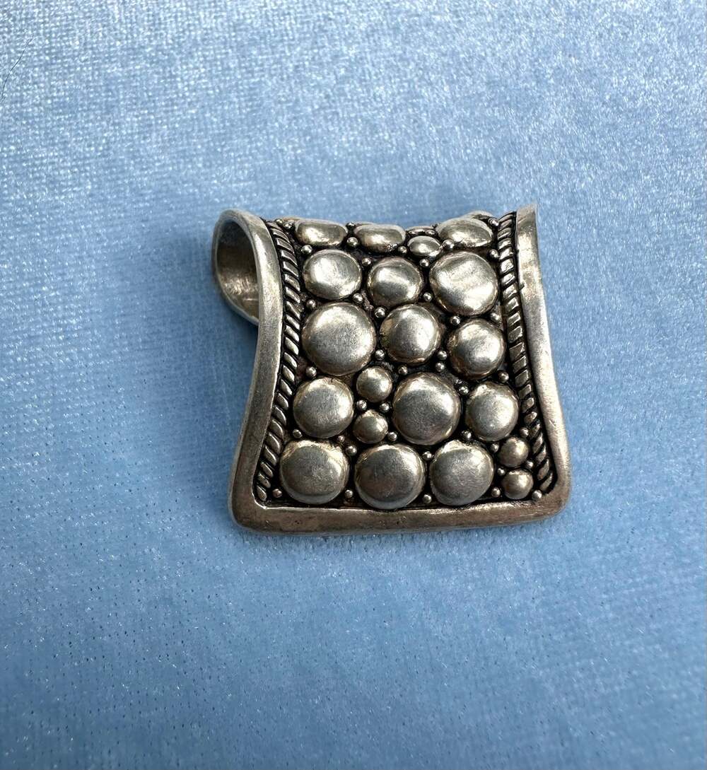 Vintage 925 Sterling Silver Pebble Bubble Cluster Slide Pendant Sunburst Mark
